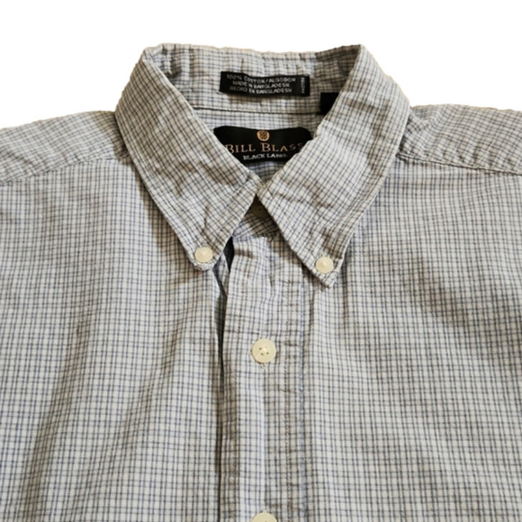 BILL Blass Black Label Blue Plaid Button-Up Shirt - Picture 4 of 7